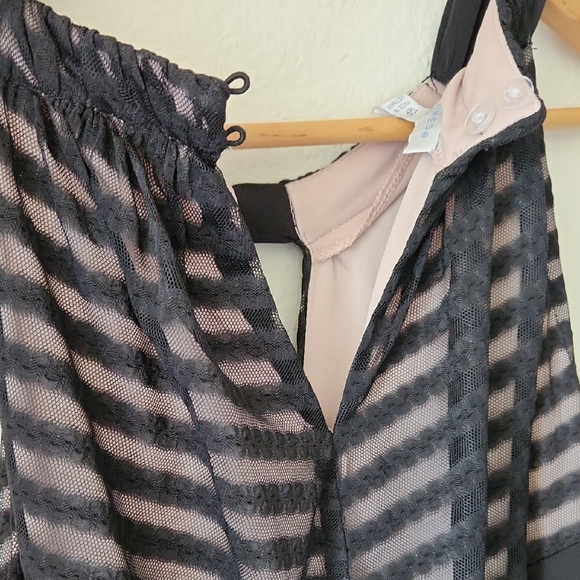 London Times Betsy Knit Black Chevron Ilusión Halter Keyhole Lined Maxi Dress - Picture 10 of 15